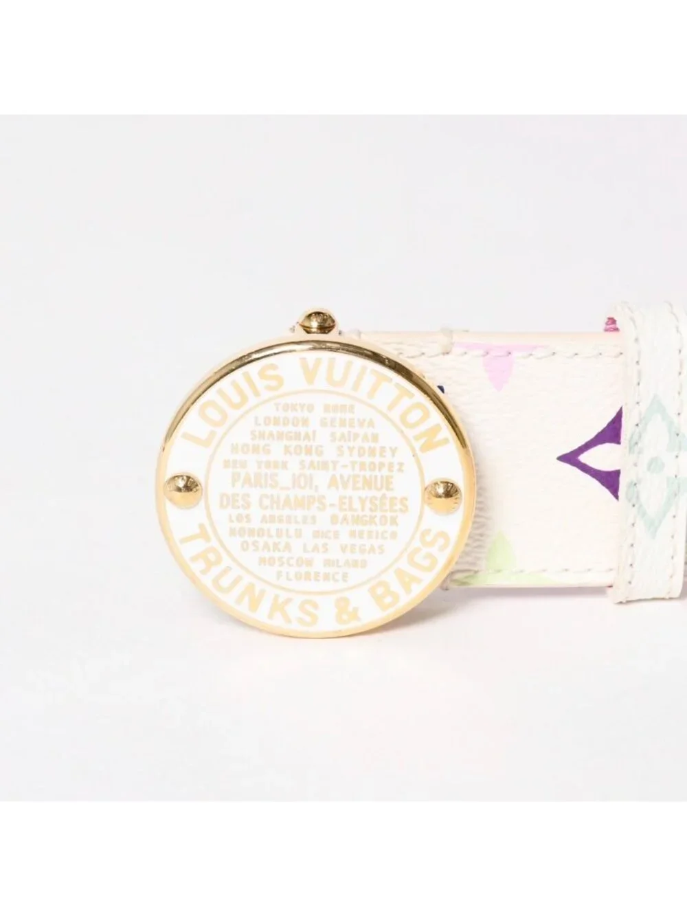 Louis Vuitton Ceinture Belt White Multicolor Gold